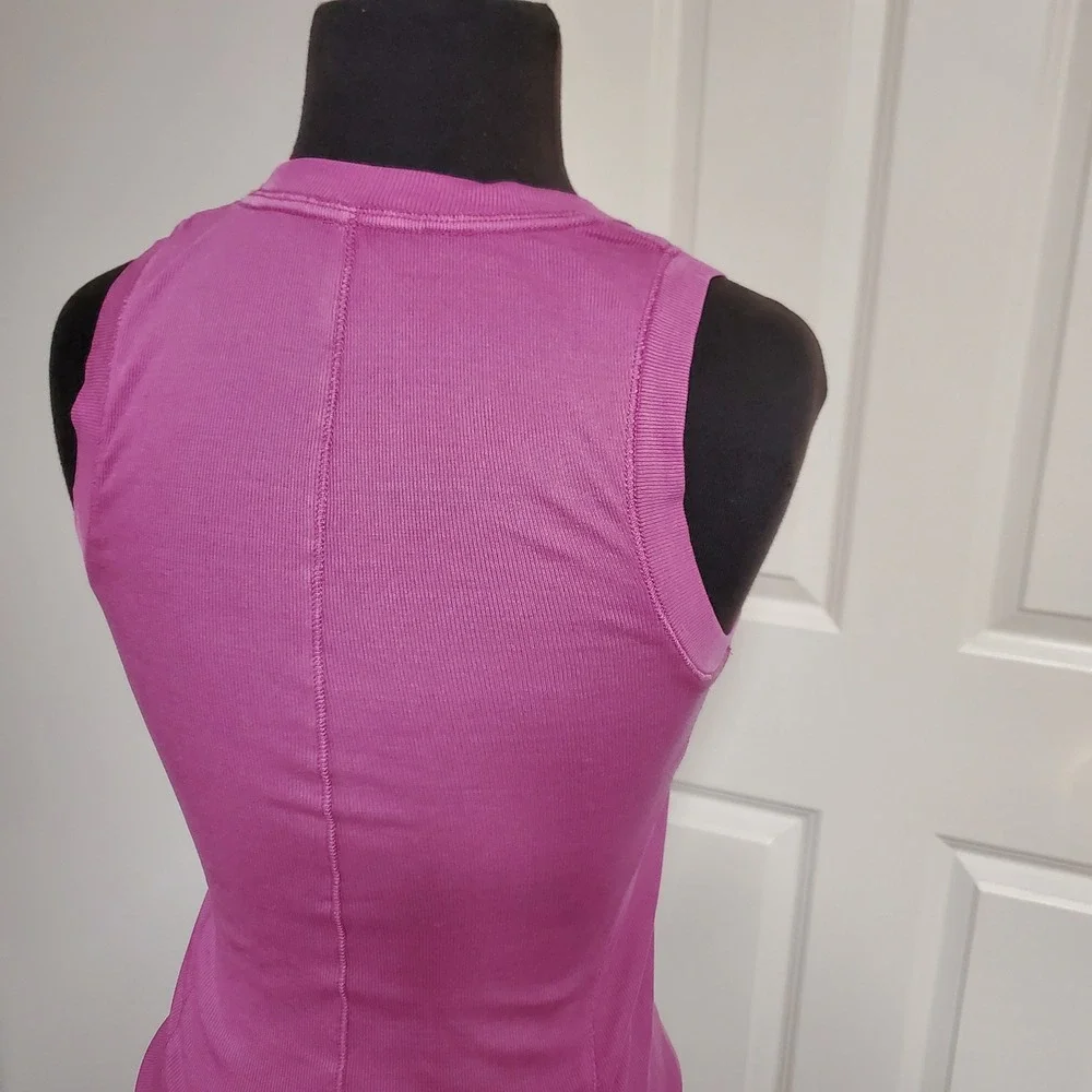 Intimately Free People Purple Ribbed Scoop U-Neck Tank Top Back Seam Womens S/P - Picture 7 of 12